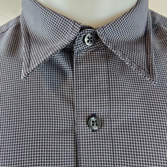 Quiksilver Shirt Men Medium Grey Button Up Check Rayon Blend Beach Vacation Y2k - Picture 4 of 10